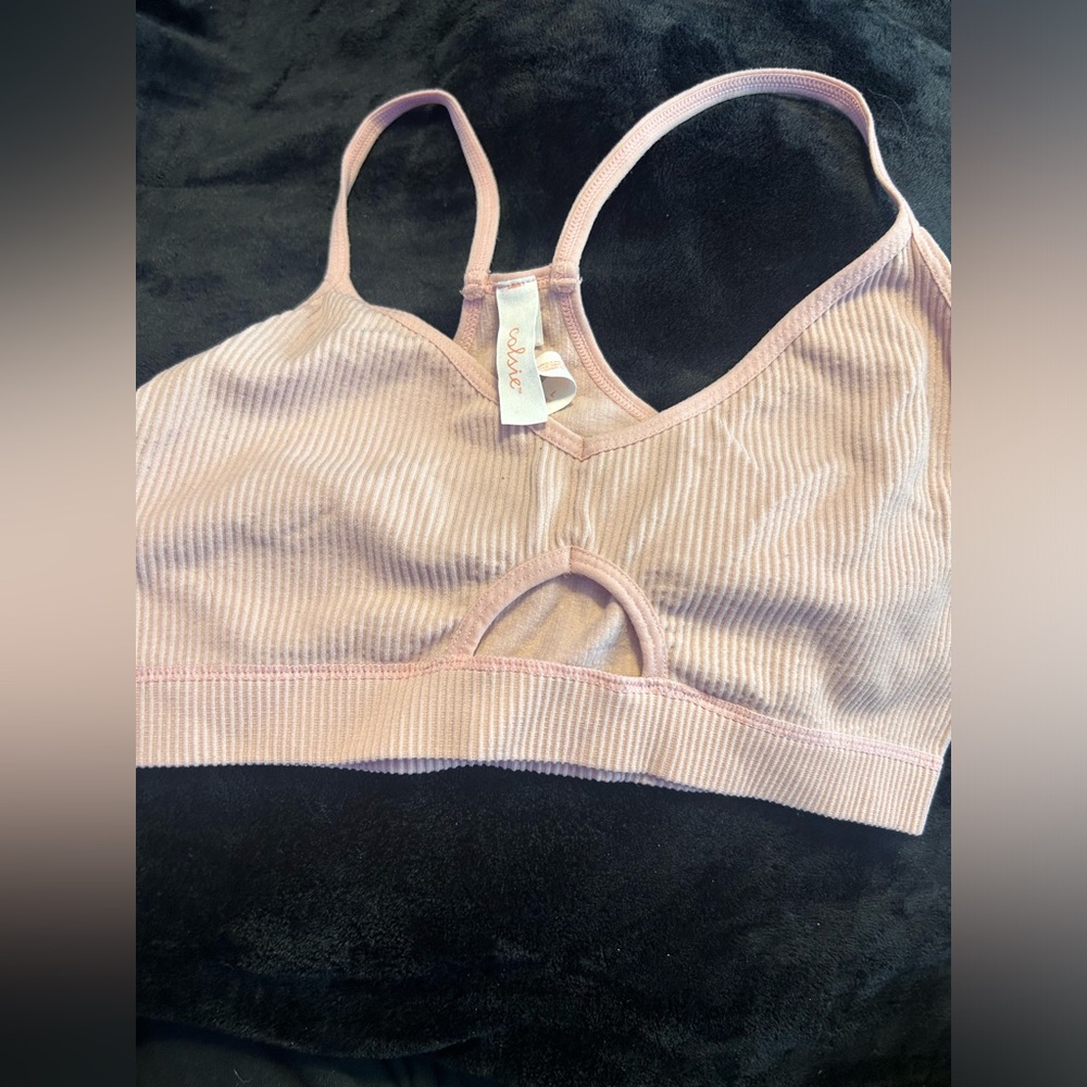 baby pink sports bra